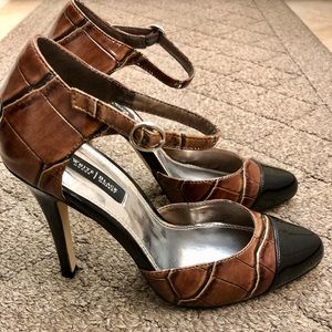 WHBM Selena Cap Toe Ankle Strap Heels